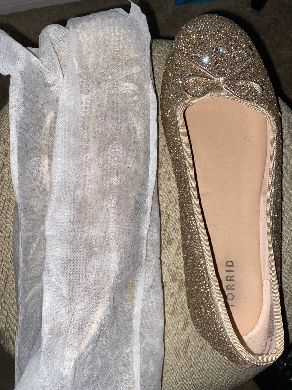 torrid Gold Glitter Bow Ballet Flat